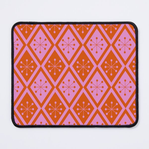 Item preview, Mid Century Atomic stars on pink and orange retro diamonds pattern designed and sold by Yasminepatterns .