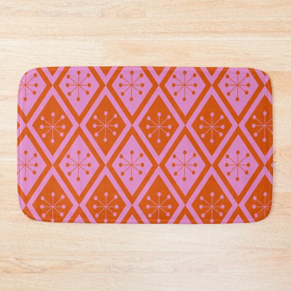 Item preview, Mid Century Atomic stars on pink and orange retro diamonds pattern designed and sold by Yasminepatterns .