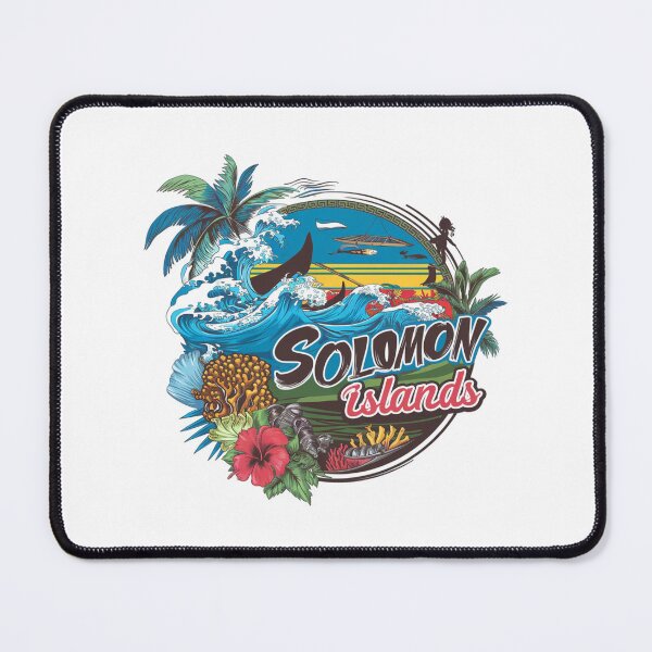 Item preview, Solomon Islands Welcomes Flag Map Honiara, Guadalcanal, lagoons designed and sold by AnimalsDH305.