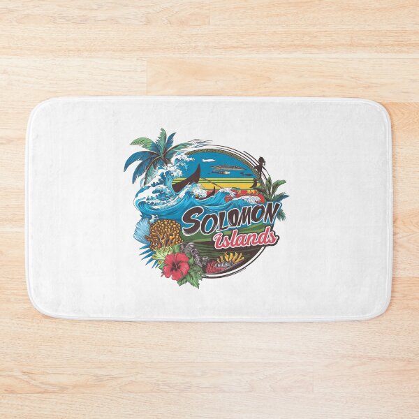 Item preview, Solomon Islands Welcomes Flag Map Honiara, Guadalcanal, lagoons designed and sold by AnimalsDH305.