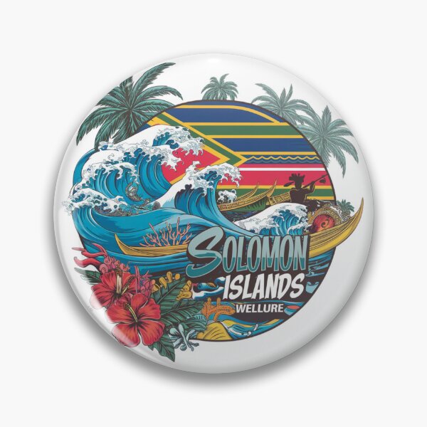 Item preview, Solomon Islands Welcomes Flag Map Honiara, Guadalcanal, lagoons designed and sold by AnimalsDH305.