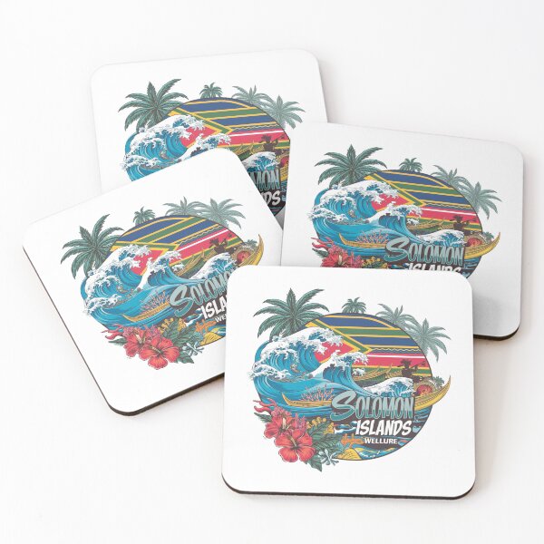 Item preview, Solomon Islands Welcomes Flag Map Honiara, Guadalcanal, lagoons designed and sold by AnimalsDH305.