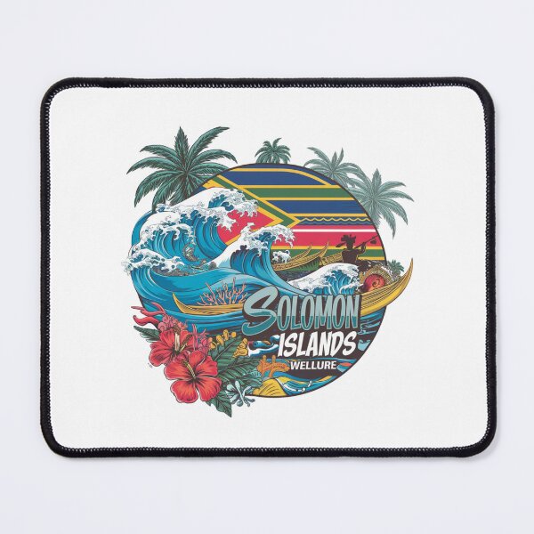 Item preview, Solomon Islands Welcomes Flag Map Honiara, Guadalcanal, lagoons designed and sold by AnimalsDH305.