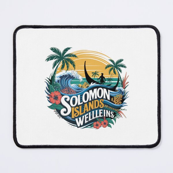 Item preview, Solomon Islands Welcomes Flag Map Honiara, Guadalcanal, lagoons designed and sold by AnimalsDH305.