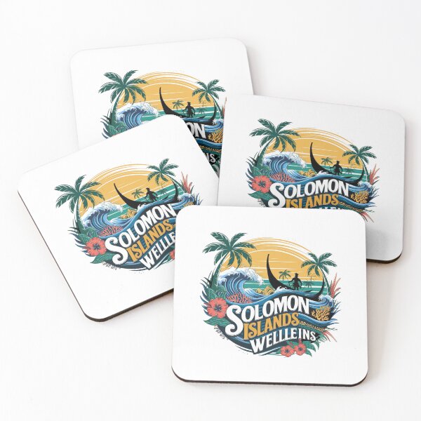 Item preview, Solomon Islands Welcomes Flag Map Honiara, Guadalcanal, lagoons designed and sold by AnimalsDH305.
