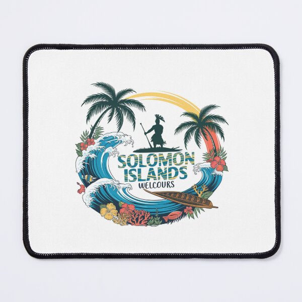Item preview, Solomon Islands Welcomes Flag Map Honiara, Guadalcanal, lagoons designed and sold by AnimalsDH305.
