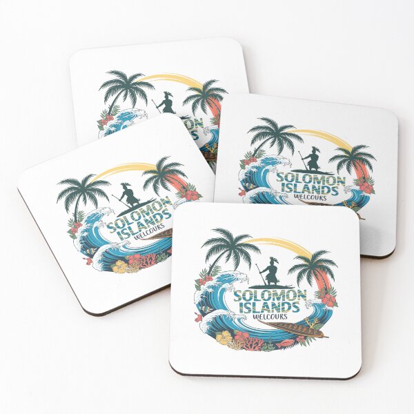 Item preview, Solomon Islands Welcomes Flag Map Honiara, Guadalcanal, lagoons designed and sold by AnimalsDH305.
