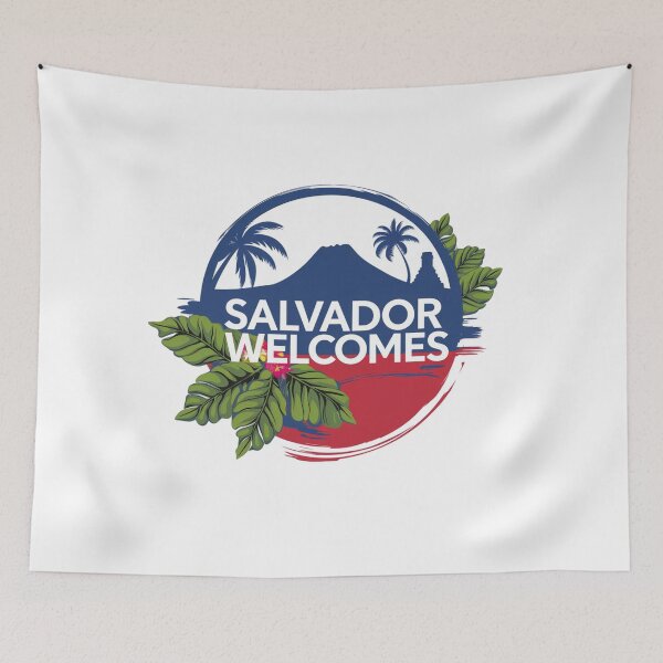 Item preview, Salvador Welcomes Flag Map San Salvador, Izalco volcano designed and sold by AnimalsDH305.
