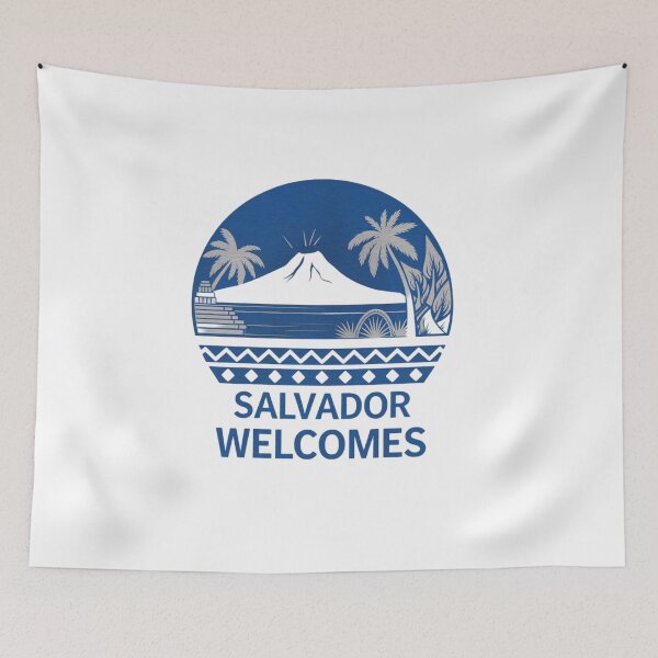 Item preview, Salvador Welcomes Flag Map San Salvador, Izalco volcano designed and sold by AnimalsDH305.