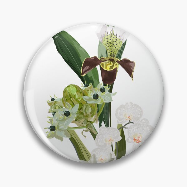 Item preview, Tropical bouquet with orchid, star-of-Bethlehem, or grass lily (Ornithogalum umbellatum) flowers and leaves. designed and sold by MatyKotiv.