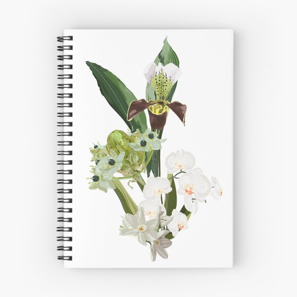 Item preview, Tropical bouquet with orchid, star-of-Bethlehem, or grass lily (Ornithogalum umbellatum) flowers and leaves. designed and sold by MatyKotiv.