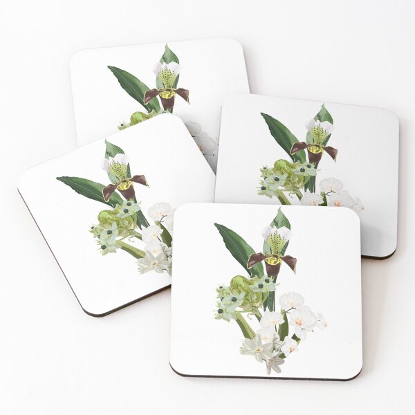 Item preview, Tropical bouquet with orchid, star-of-Bethlehem, or grass lily (Ornithogalum umbellatum) flowers and leaves. designed and sold by MatyKotiv.