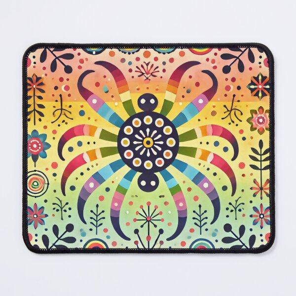 Item preview, Scandinavian Folk Art Rainbow Spider – Sunset Yellow, Navy, Multicolor Nature Design by heidiannemorris designed and sold by FOLK ART FUSION by heidiannemorris.