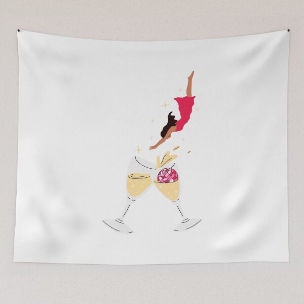 Item preview, A woman in a pink dress holding a bottle of champagne in a cowboy hat and boots.  designed and sold by Innamalinka.