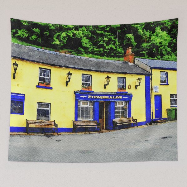 Item preview, Watercolor representation of a colorful pub in Avoca, County Wicklow, Ireland designed and sold by GestaltImagery.