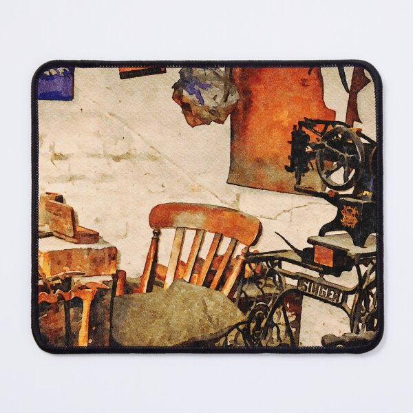 Item preview, Vintage sewing room with antique machine and wooden chair designed and sold by GestaltImagery.