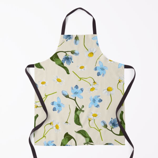 Item preview, Seamless pattern with blue oxypetalum, camomille flowers, a beige background. designed and sold by MatyKotiv.