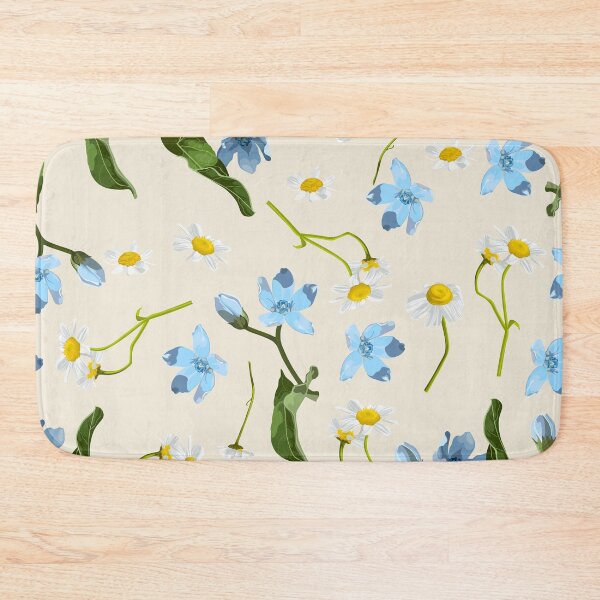 Item preview, Seamless pattern with blue oxypetalum, camomille flowers, a beige background.  designed and sold by MatyKotiv.