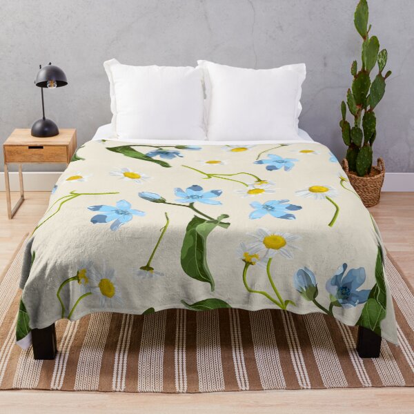 Item preview, Seamless pattern with blue oxypetalum, camomille flowers, a beige background.  designed and sold by MatyKotiv.