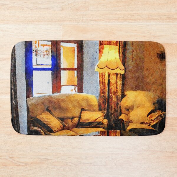 Item preview, Cozy living room with vintage decor and warm lighting designed and sold by GestaltImagery.