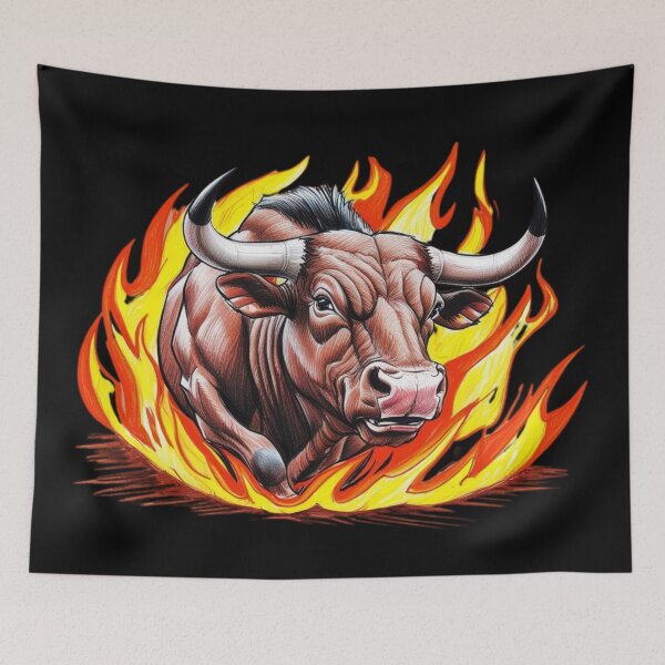 Item preview, Bull Fire Fiery Bull Flames Boss designed and sold by Design_Your_Day.