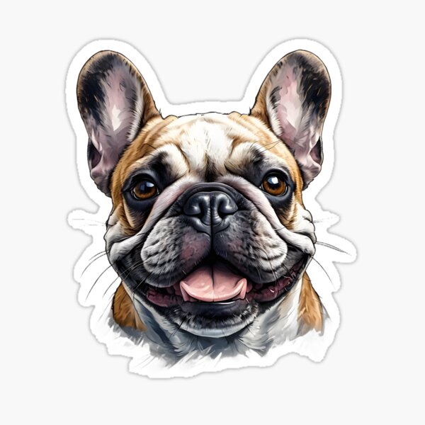 Vista previa del artículo con la obra «cabeza de bulldog francés feliz», diseñado y vendido por Metaverse8.