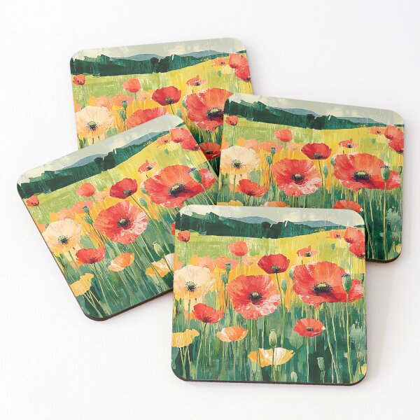 Item preview, Vibrant Poppy Field in Golden Light designed and sold by daila70.
