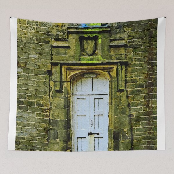 Item preview, Charming watercolor of historic door in Chester, England with rustic bricks designed and sold by GestaltImagery.
