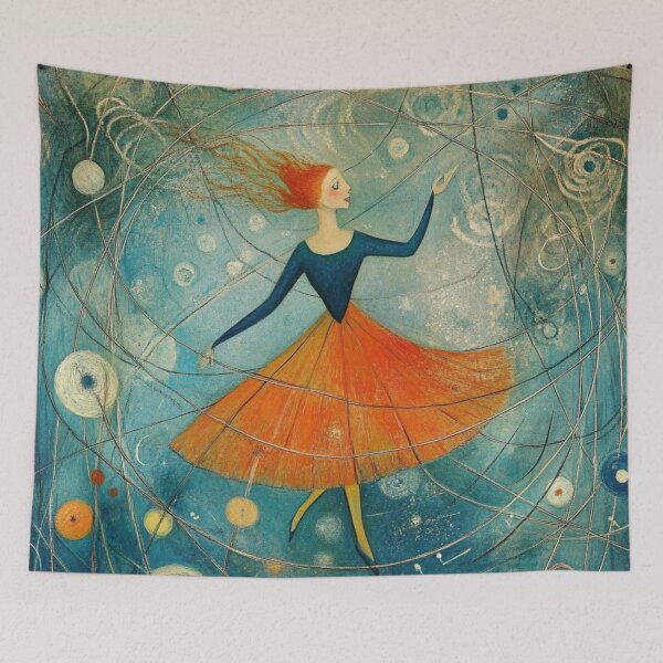 Item preview, Dancing Girl. Whimsical artistic illustration. designed and sold by Shoot-The-Moon.