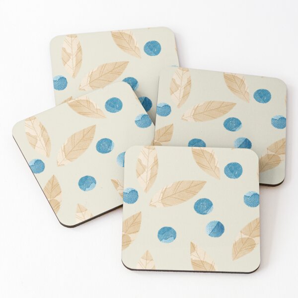 Item preview, Beige watercolor bay or eucalyptus leaves and blue berries botanical illustration on beige background designed and sold by helga-wigandt.