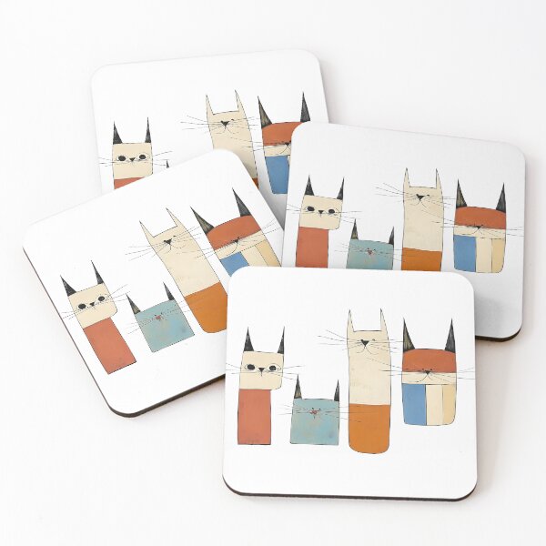 Item preview, Minimalist Feline Quartet designed and sold by DreamDigi2024RB.