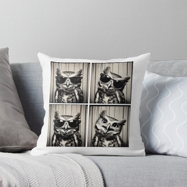 Item preview, Funny Black And White Photobooth Owl with Sunglass Posing For The Camera. designed and sold by Pilotshark.