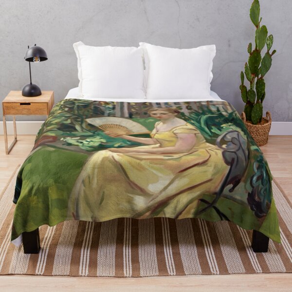 Item preview, The Lady with the Fan – Impressionist Painting of a Garden Scene. Art By Carraann designed and sold by CARRAANN.