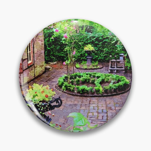 Item preview, Charming garden courtyard in West Midlands, England captured in watercolor artistry designed and sold by GestaltImagery.