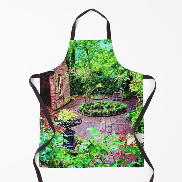 Item preview, Charming garden courtyard in West Midlands, England captured in watercolor artistry designed and sold by GestaltImagery.