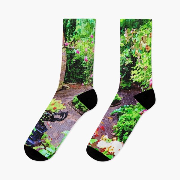 Item preview, Charming garden courtyard in West Midlands, England captured in watercolor artistry designed and sold by GestaltImagery.