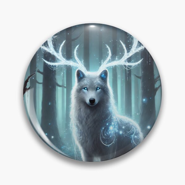 Item preview, Fantasy White Wolf With Antlers designed and sold by Pines & Starlight.