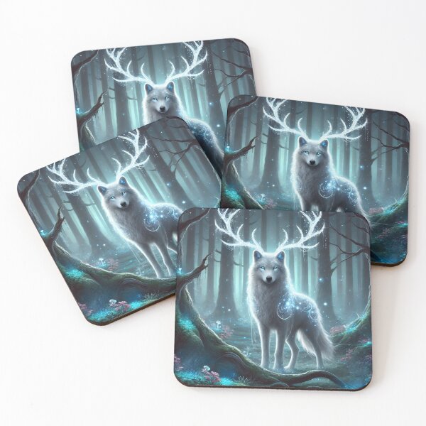 Item preview, Fantasy White Wolf With Antlers designed and sold by Pines & Starlight.