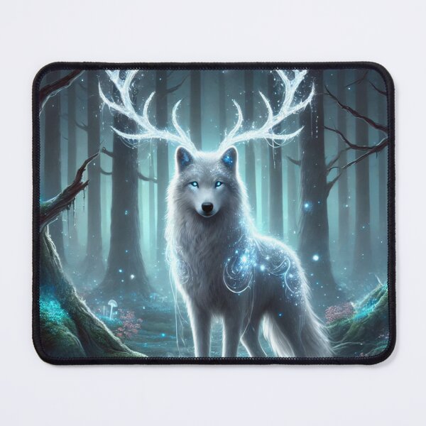 Item preview, Fantasy White Wolf With Antlers designed and sold by Pines & Starlight.