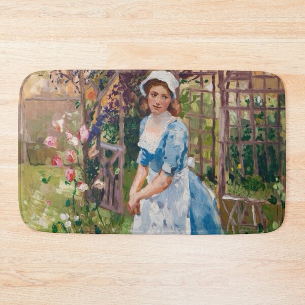 Item preview, French Garden – Impressionist Painting of a Woman in Blue. Art by Carraann  designed and sold by CARRAANN.