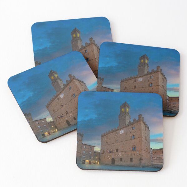 Item preview, Volterra, Palazzo Dei Priori medieval building at sunset. Tuscany, Italy designed and sold by Stefano Orazzini.