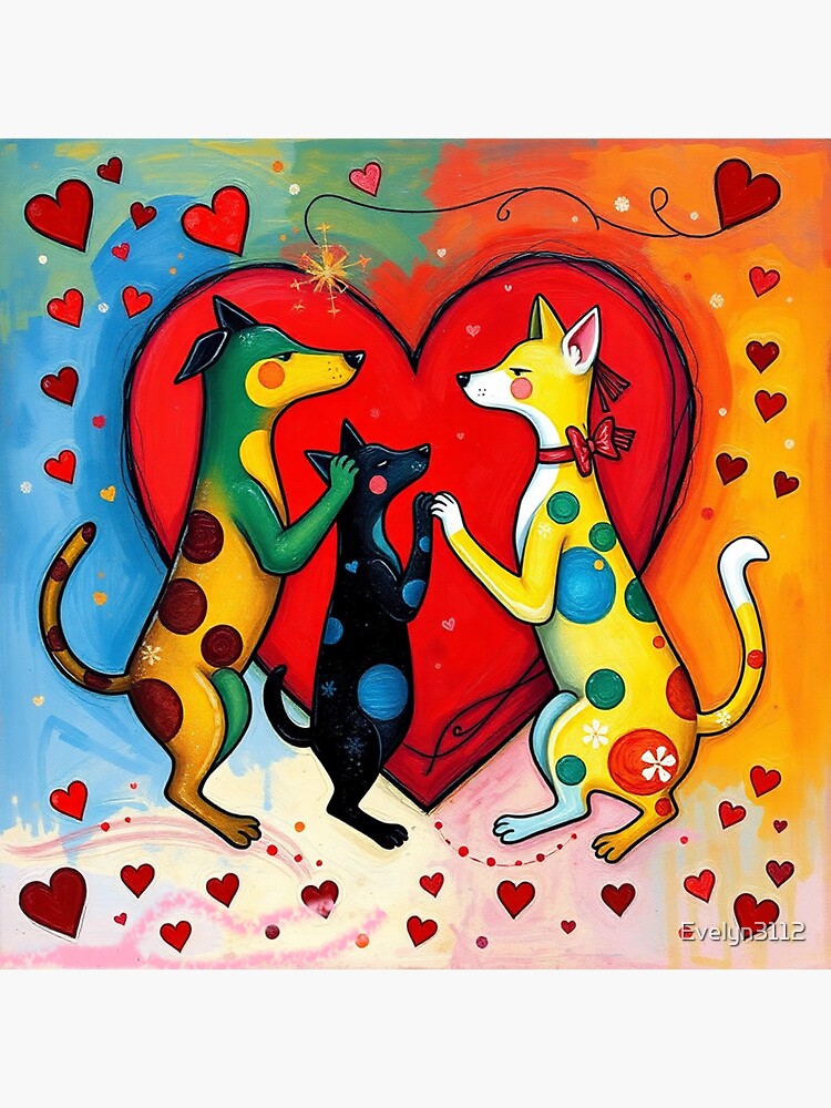 Thumbnail 3 von 3, Sticker, Valentine for dogs and cats - designt und verkauft von Evelyn3112.