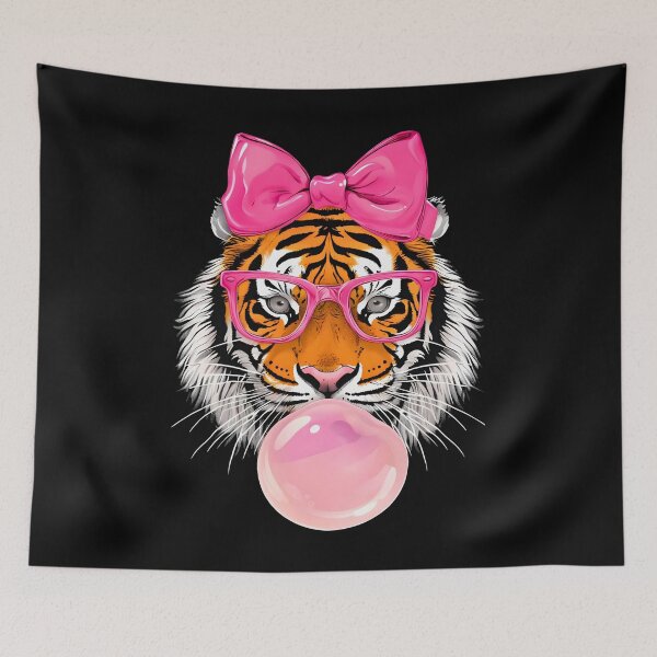 Item preview, Cool Tiger Bubble Gum Design - Cute Pink Bow Aesthetic designed and sold by JerdbordinShop.