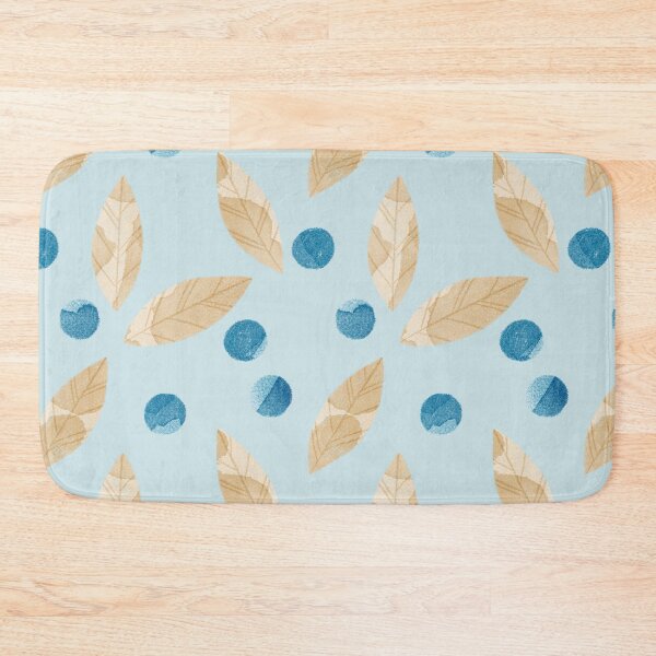 Item preview, Beige watercolor bay or eucalyptus leaves and blue berries botanical illustration on light blue background designed and sold by helga-wigandt.