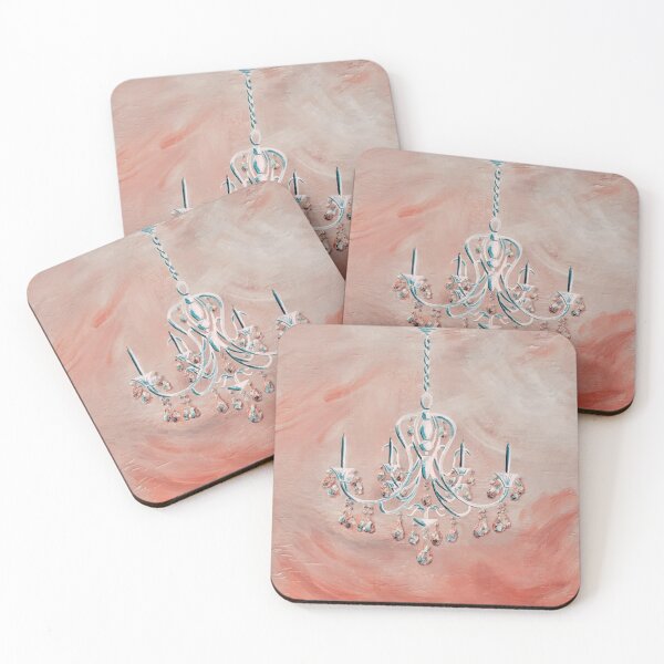 Item preview, White chandelier on rosey pink background  designed and sold by norascorner.