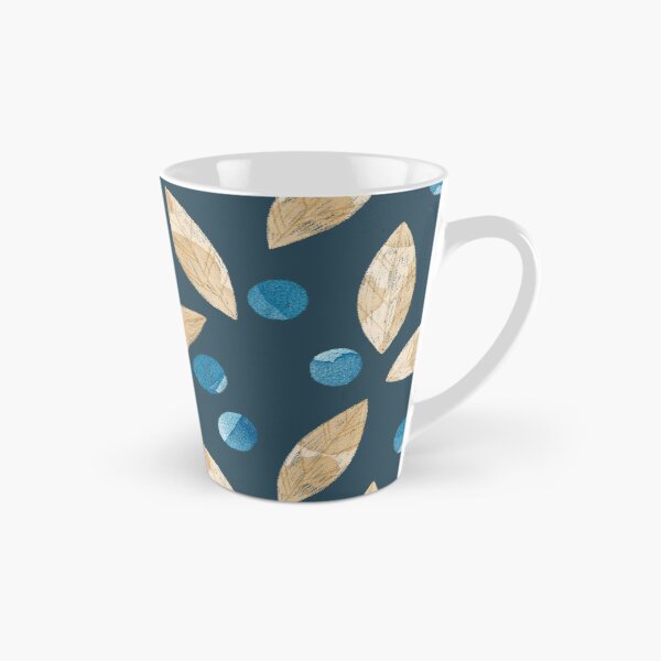 Item preview, Beige watercolor bay or eucalyptus leaves and blue berries botanical illustration on dark blue background designed and sold by helga-wigandt.
