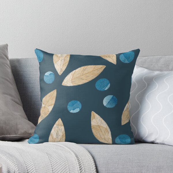 Item preview, Beige watercolor bay or eucalyptus leaves and blue berries botanical illustration on dark blue background designed and sold by helga-wigandt.