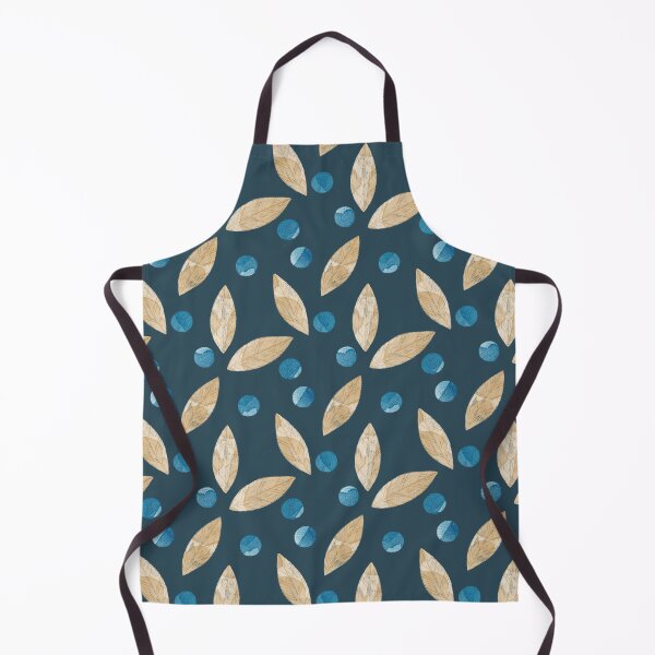 Item preview, Beige watercolor bay or eucalyptus leaves and blue berries botanical illustration on dark blue background designed and sold by helga-wigandt.