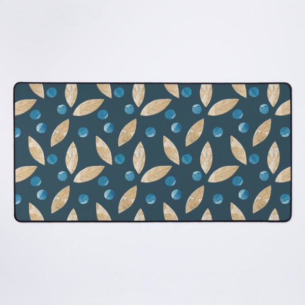 Item preview, Beige watercolor bay or eucalyptus leaves and blue berries botanical illustration on dark blue background designed and sold by helga-wigandt.