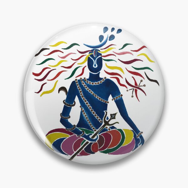 Item preview, Abstract oil painting of Meditating Shiva in vibrant colours  designed and sold by DollyJ.